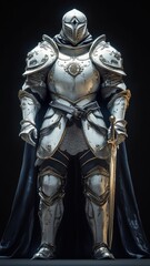 Fototapeta premium Knight depicted in stylized 3D style, offering a vivid, realistic portrayal of the knight with dynamic forms and depth.