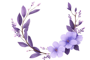 A beautiful floral wreath featuring soft lavender hues, perfect for invitations, decorations, or enhancing any design project.