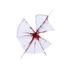 A broken white plate with vivid red splatters, evoking themes of chaos and disruption in a minimalist style.