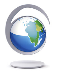 A minimal illustration of a globe with a magnifying glass over it, highlighting a small area, representing the concept of hidden truths about world events or government surveillance. 