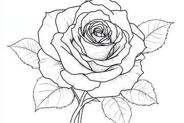 drawing rose on white background