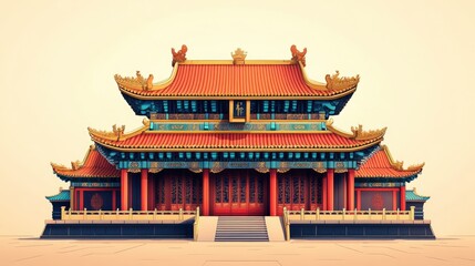 Fototapeta premium Meridian gate of the forbidden city standing tall on a sunny day