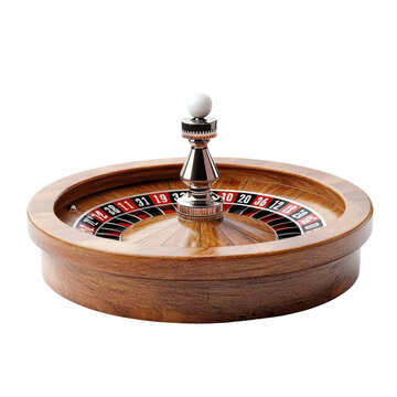 Classic wooden roulette wheel with a stylish design, perfect for gambling and casino themes.
