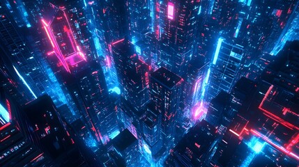 Obraz premium Futuristic Cityscape with Neon Lights
