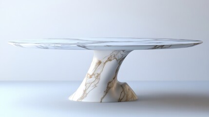 "Modern Marble Dining Table with Unique Pedestal"