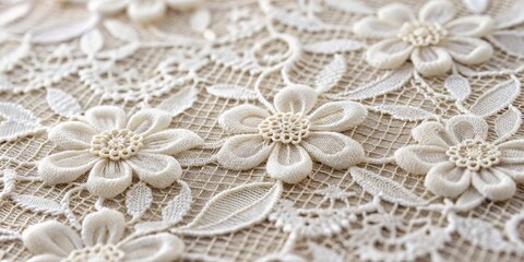 Delicate White Lace Floral Pattern, lace, fabric, texture