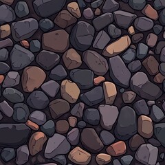 A flat texture featuring dark dirt and stone offers a realistic ground surface for games and environments.