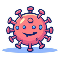 Fototapeta premium Fun cartoon virus cell illustration, perfect for educational use or to lighten the mood amidst health discussions.