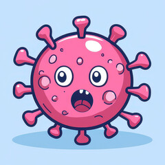 Obraz premium Fun cartoon virus cell illustration, perfect for educational use or to lighten the mood amidst health discussions.