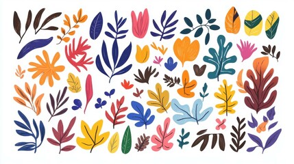 Obraz premium Explore this charming bundle of handdrawn leaf frames and doodles, perfect for modern designs and creative projects