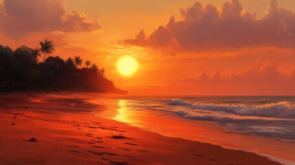 Sunrise over beach backgrounds
