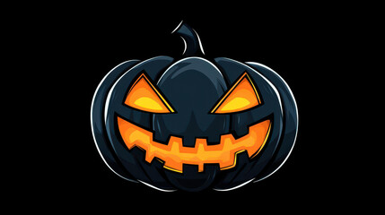 Fototapeta premium A small black textured pumpkin illustration featuring a clean and minimal backdrop for a chic autumn vibe.