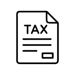 Vector business tax documents icon, financial paperwork, minimalistic design, monochrome colors
