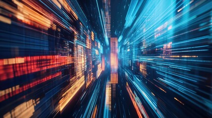 Fototapeta premium urban architecture, cityscape with space and neon light effect