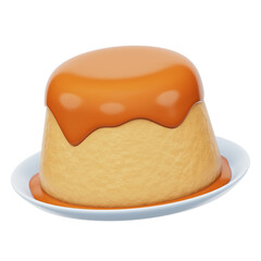 Delicious Pudding 3D Icon Isolated Transparent Background