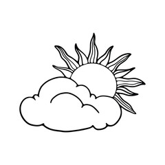 Sun and cloud outline illustration