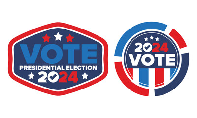 Vote 2024. Presidential Election 2024 in United States. November 5. US Election Day. Patriotic american element. Poster, card, banner and background. Vector illustration