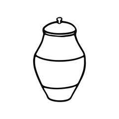 A black and white line art illustration of a classic vase with a simple, elegant design