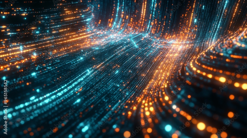 Leinwandbilder Digital in an abstract science background, visualizing the dynamic flow of futuristic technology and information