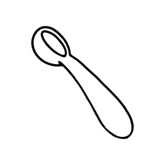 A black and white line art illustration of a spoon