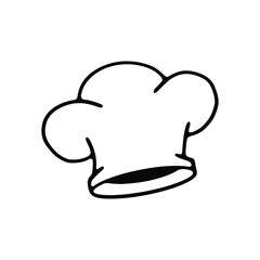 A black and white line art illustration of a chef's hat