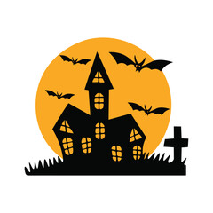 Halloween silhouette vector illustration isolated on white background.