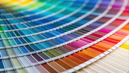 Close-up of an open color guide swatch, color, guide, swatch, close-up, vibrant, spectrum, samples, palette, selection