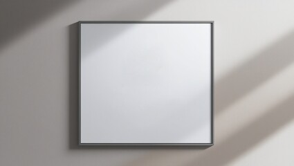 Minimalist empty room with a large window, featuring a blank frame on the wall, perfect for gallery design or home interior decoration