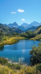 Fototapeta premium A beautiful mountain lake with a clear blue water