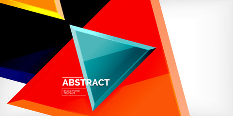 Abstract background - colorful triangles with 3d effect. Vector Illustration For Wallpaper, Banner, Background, Card, Book Illustration, landing page