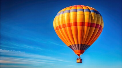 Fototapeta premium Orange hot air balloon floating in a vibrant blue morning sky, adventure, travel, aerial, transportation, peaceful
