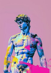 Fototapeta premium Vibrant modern David statue art