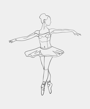 ballerina in graceful pose, line art clip art preview