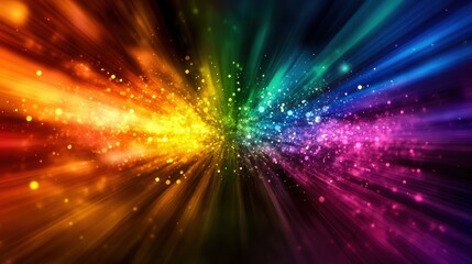 Obraz premium A vibrant abstract background showcasing a burst of colorful light, creating a mesmerizing visual effect with sparkling particles.