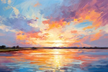 Image of Sunset painting landscape outdoors. printed on Printed Glass Splashbacks
