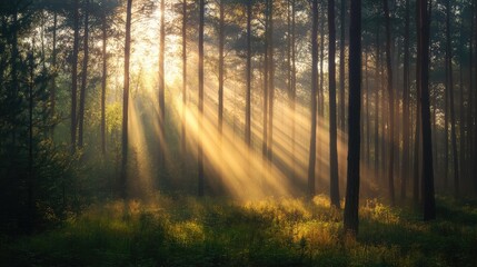 Obraz premium sun rays in the forest