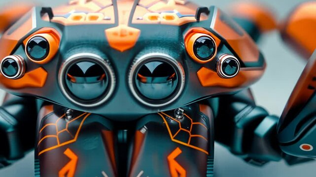 Close-up of a vibrant and detailed spider robot