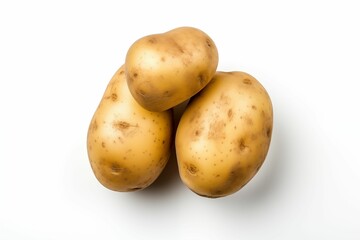 Three Potatoes isolated on white background. Generative ai