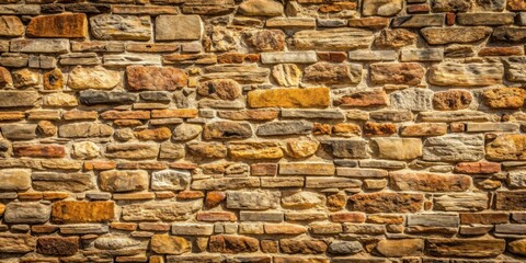 Obraz premium Rustic old stone wall with a textured pattern, stone, ancient, vintage, rough, weathered, architecture, exterior, surface