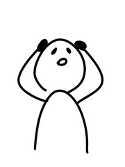 頭を抱える人のゆるいイラスト