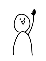 手を上げる人のゆるいイラスト