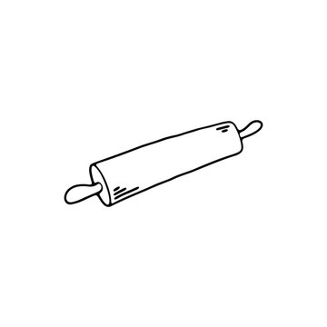 recommend clip art: A black and white line art illustration of a rolling pin
