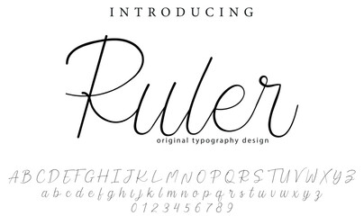 Ruler Font Stylish brush painted an uppercase vector letters, alphabet, typeface