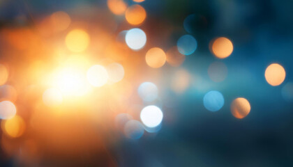 Blur glow overlay. Lens flare filter. Bokeh sunlight glare leak. Retro illumination effect. Defocused orange blue white light abstract background.