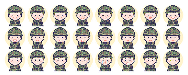 男性自衛隊員の表情セット