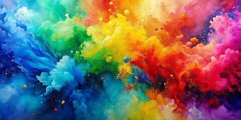 Fototapeta premium Abstract Rainbow Ink Explosion - A Colorful Swirl of Vibrant Hues, Abstract Art, Ink Explosion, Color Swirl