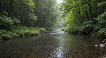 Obraz premium stream in the forest