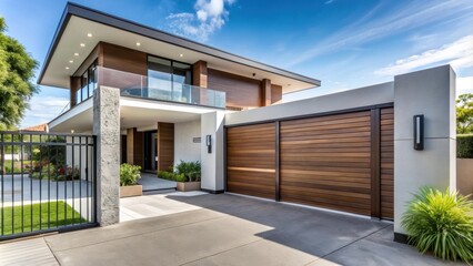 Main gate with sweeping outward pivot mechanism for modern house entrance, entrance, gate, pivot, mechanism, modern