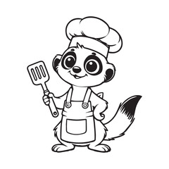Funny Meerkat Outline Design - Meerkat Vector Illustration in black and white