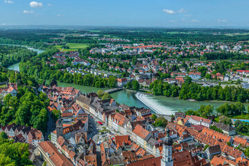 Landsberg am Lech im Luftbild, Blick von Osten auf die Altstadt am Hauptplatz